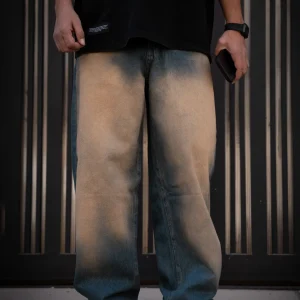 شلوار جین بگ بالنی مردانه | شوست خاکی | الماس بوتیک